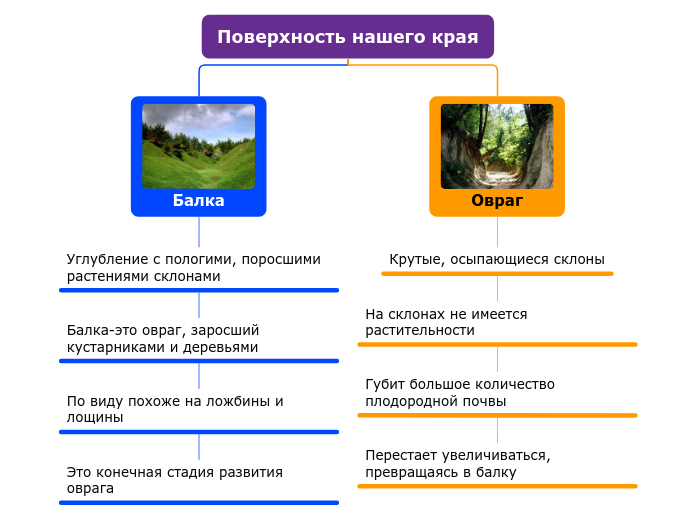 Поверхность нашего края - Mind Map